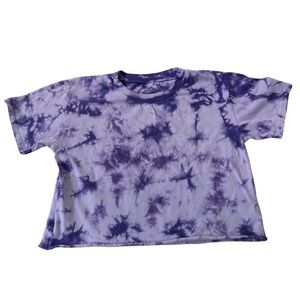 Treasure & Bond Girls Tie Dye Cut Off Purple Tshirt Size Medium (8/10)